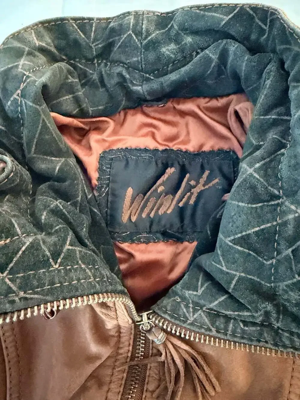Vintage Winlit Genuine Leather Suede Southwestern Bomber Jacket Brown - Picture 6 of 14